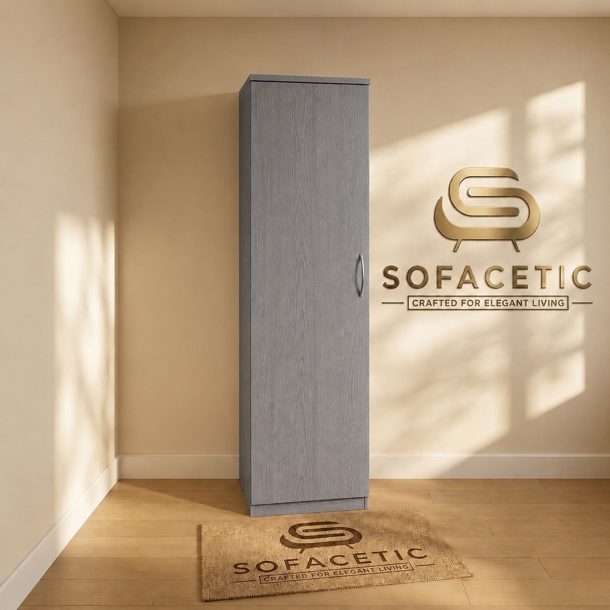 Single Door Grey Color Wardrobe