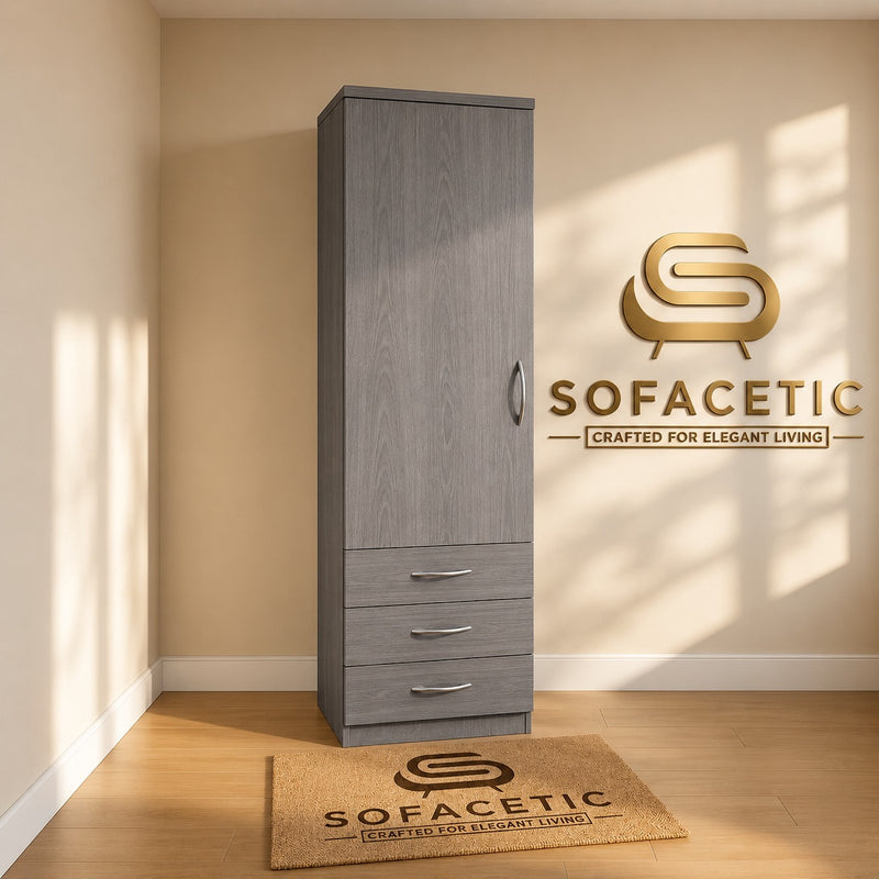 Single Door Grey Color Wardrobe
