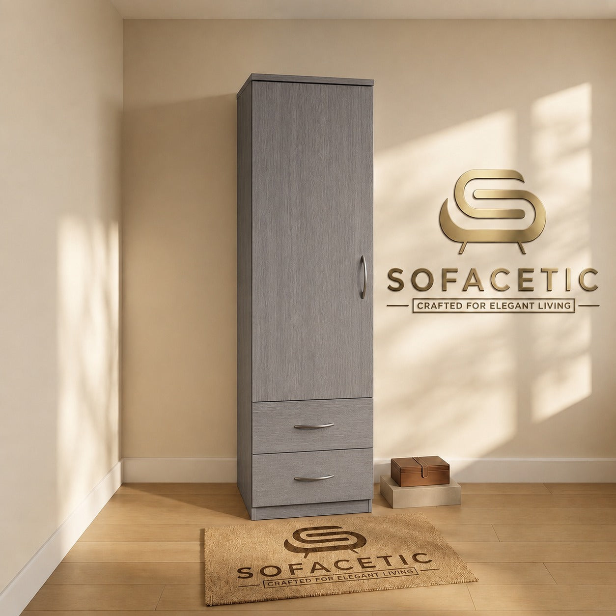Single Door Grey Color Wardrobe
