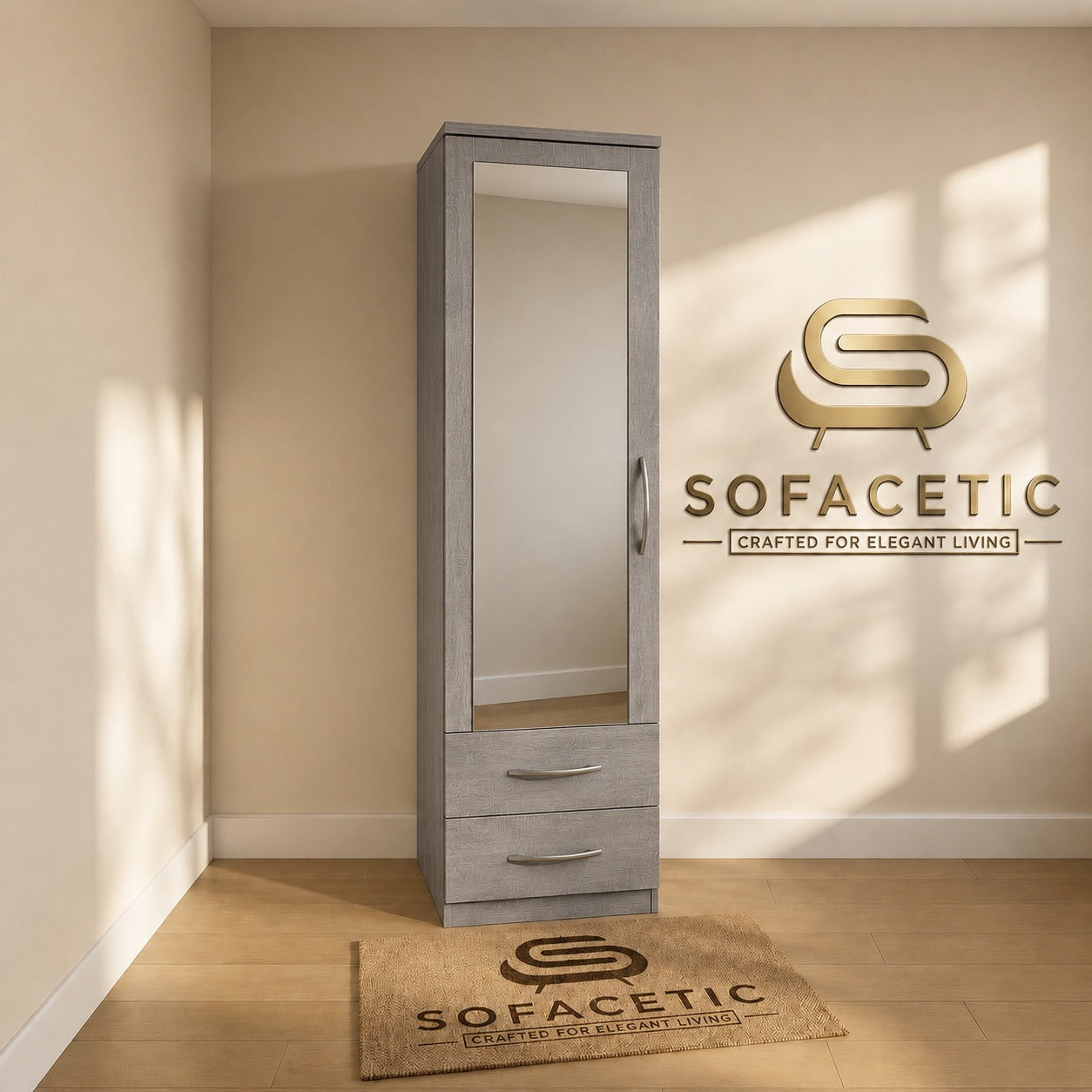 Single Door Grey Color Wardrobe