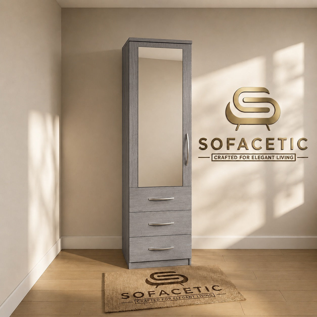 Single Door Grey Color Wardrobe