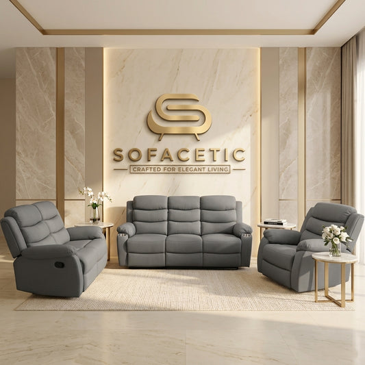 Sorrento Fabric Recliner Sofa Grey Set