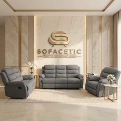 Sorrento Fabric Recliner Sofa Grey Set