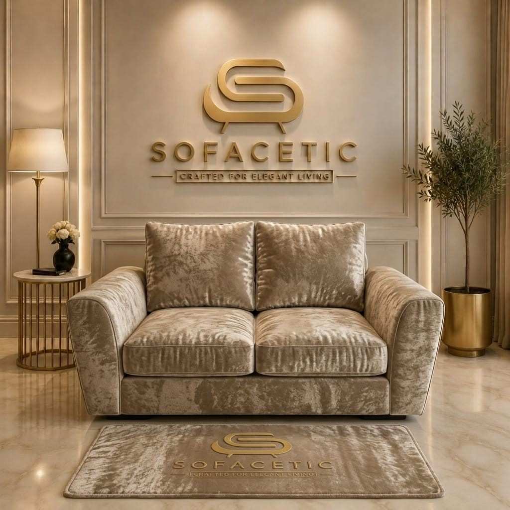 Rivo Crushed Velvet Fabric Sofa Set