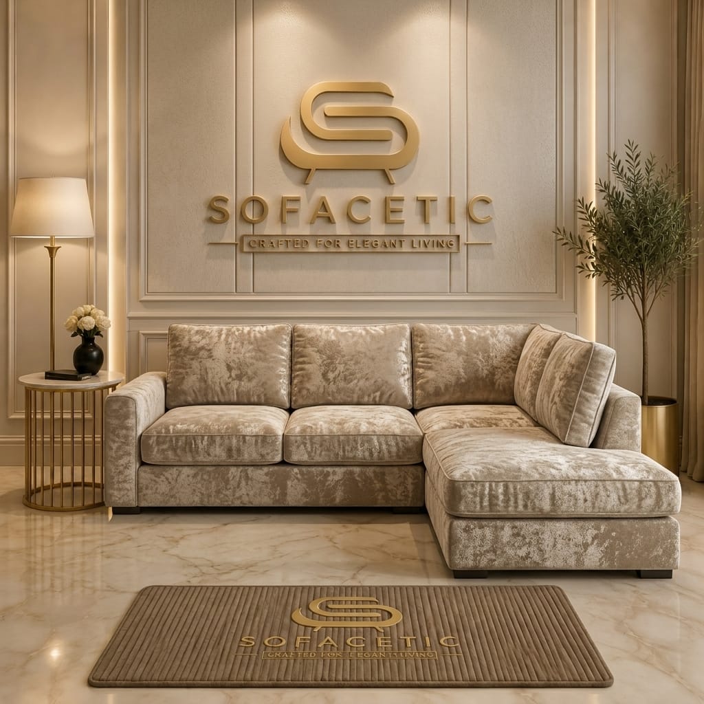 Rivo Crushed Velvet Fabric Sofa Set