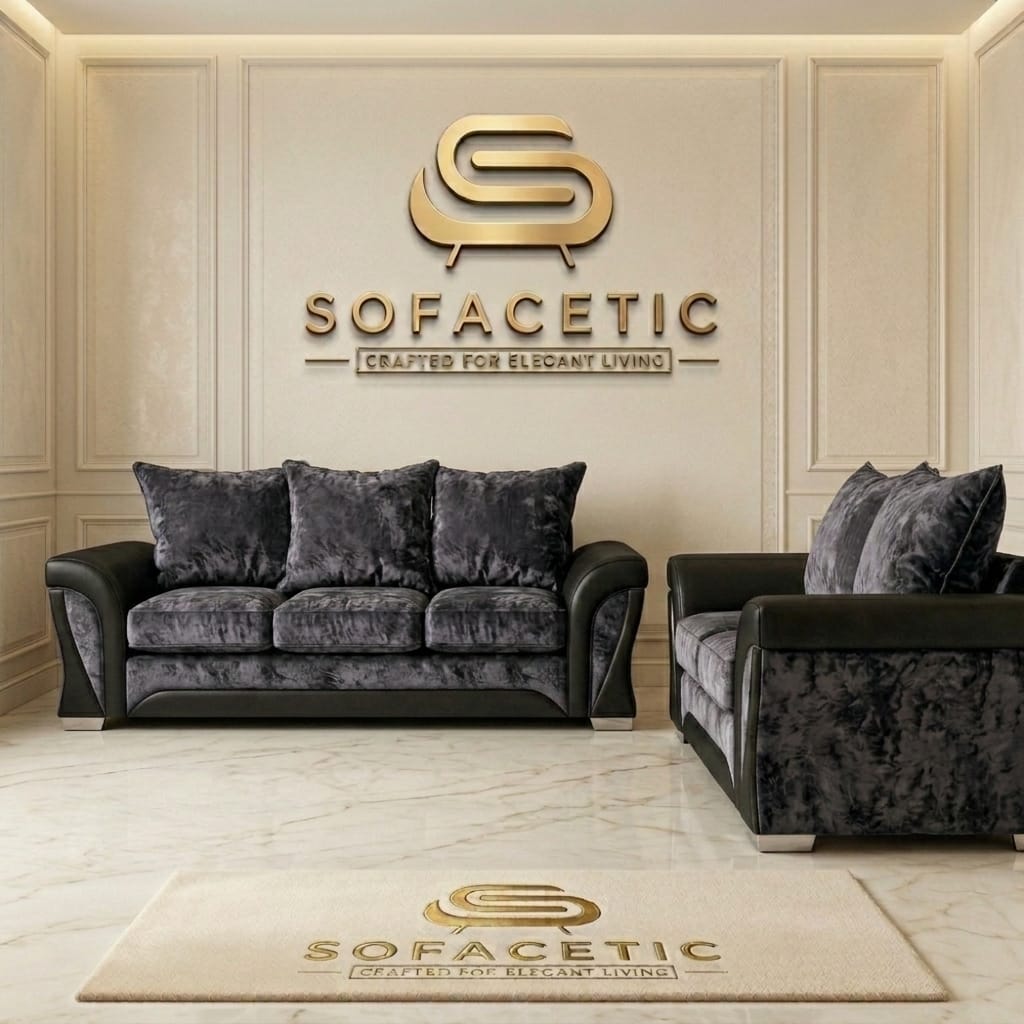 Shanon Crush Velvet Fabric Stylish Sofa Set