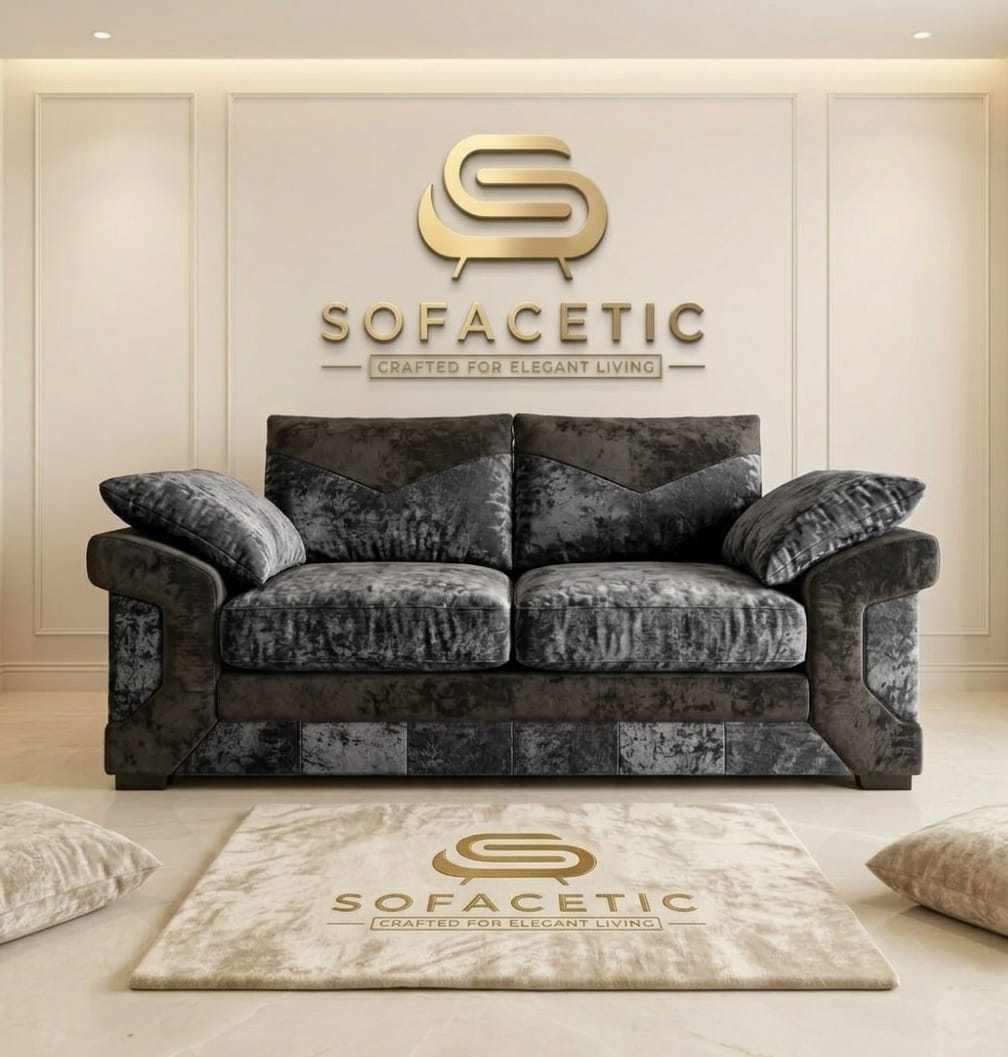 Dino Crushed Velvet Modern Sofa Set