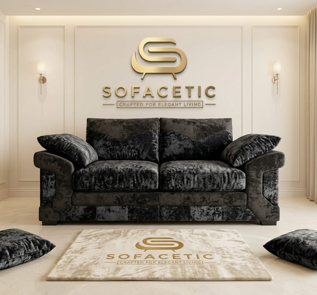 Dino Crushed Velvet Modern Sofa Set