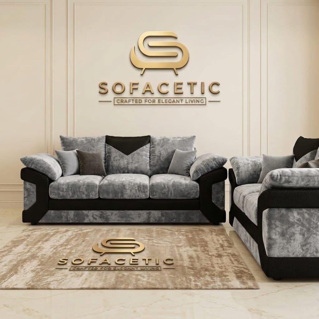 Dino Crushed Velvet Modern Sofa Set