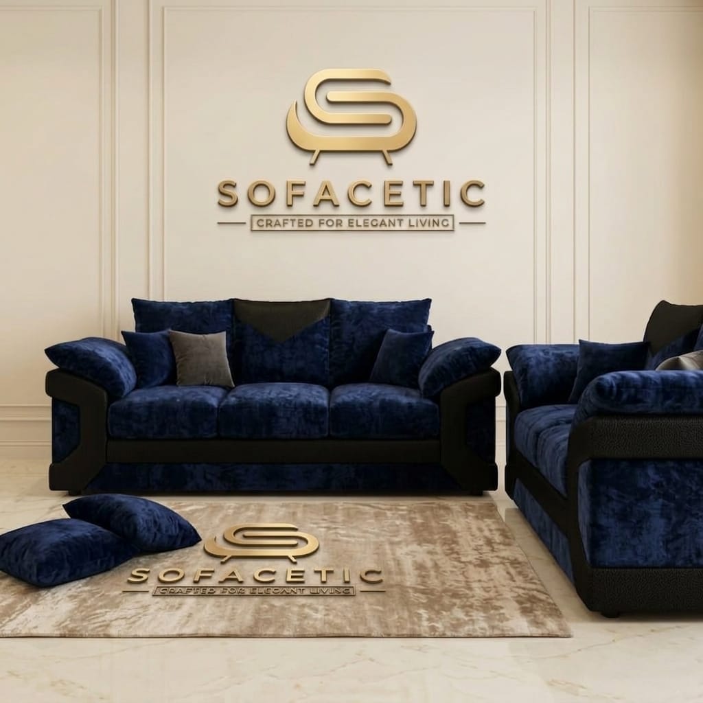 Dino Crushed Velvet Modern Sofa Set