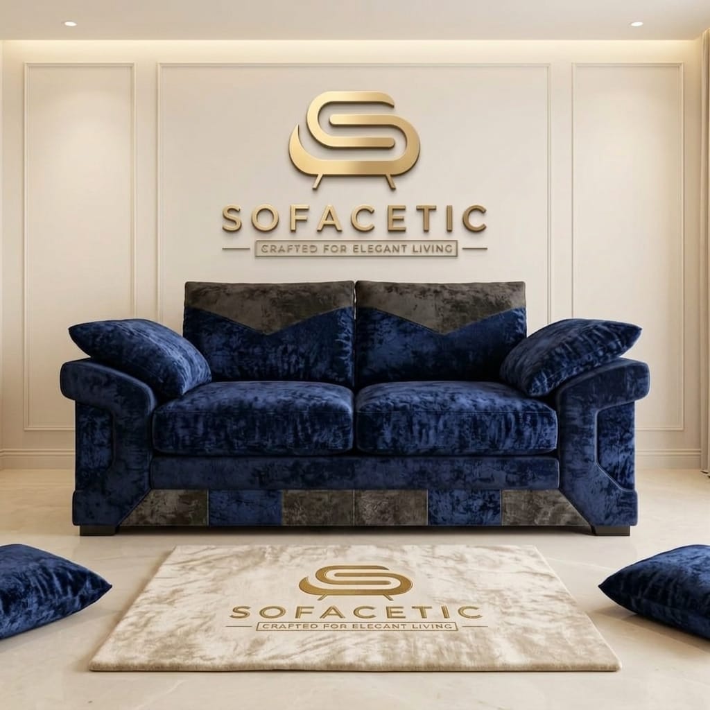 Dino Crushed Velvet Modern Sofa Set
