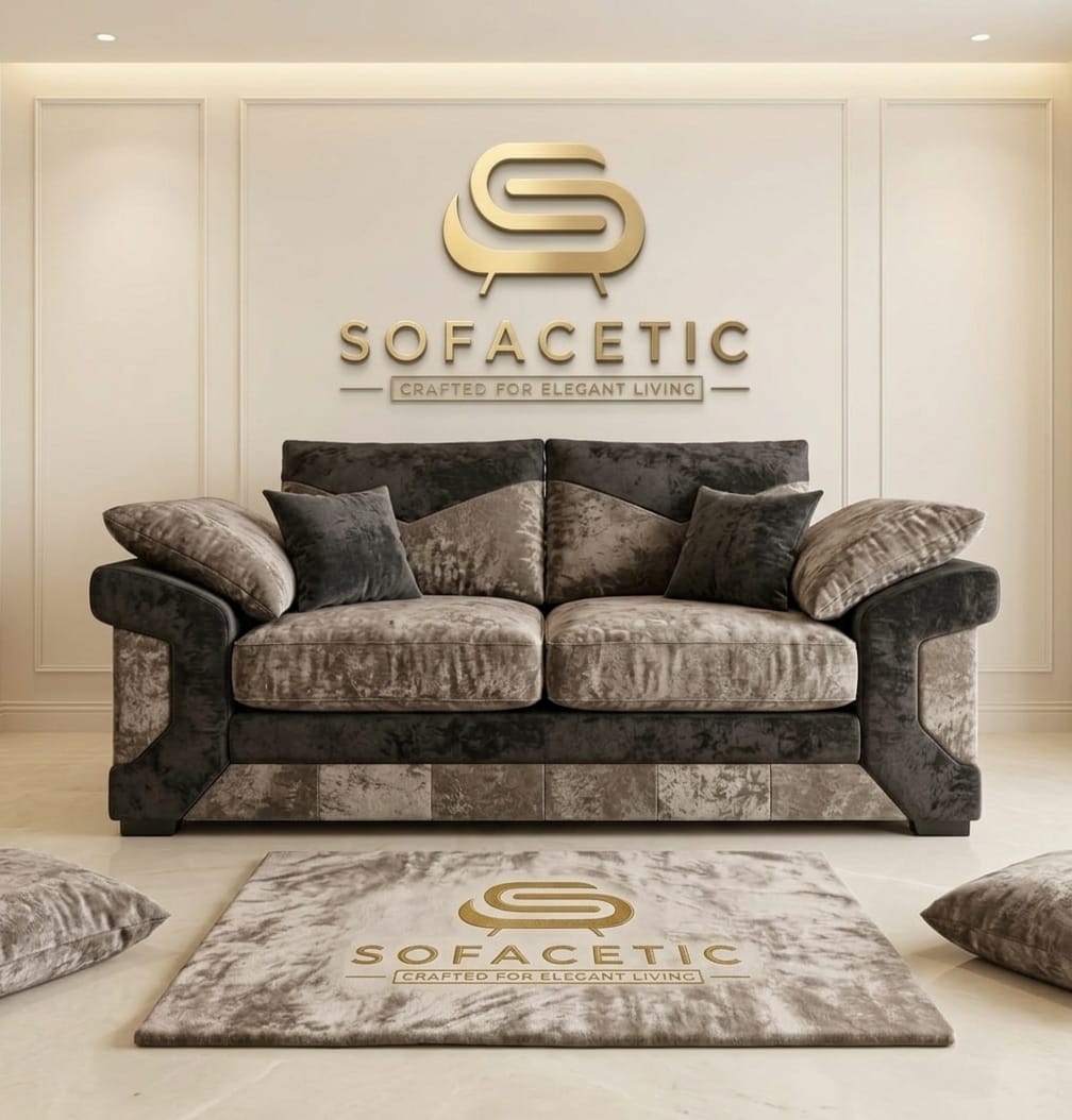 Dino Crushed Velvet Modern Sofa Set