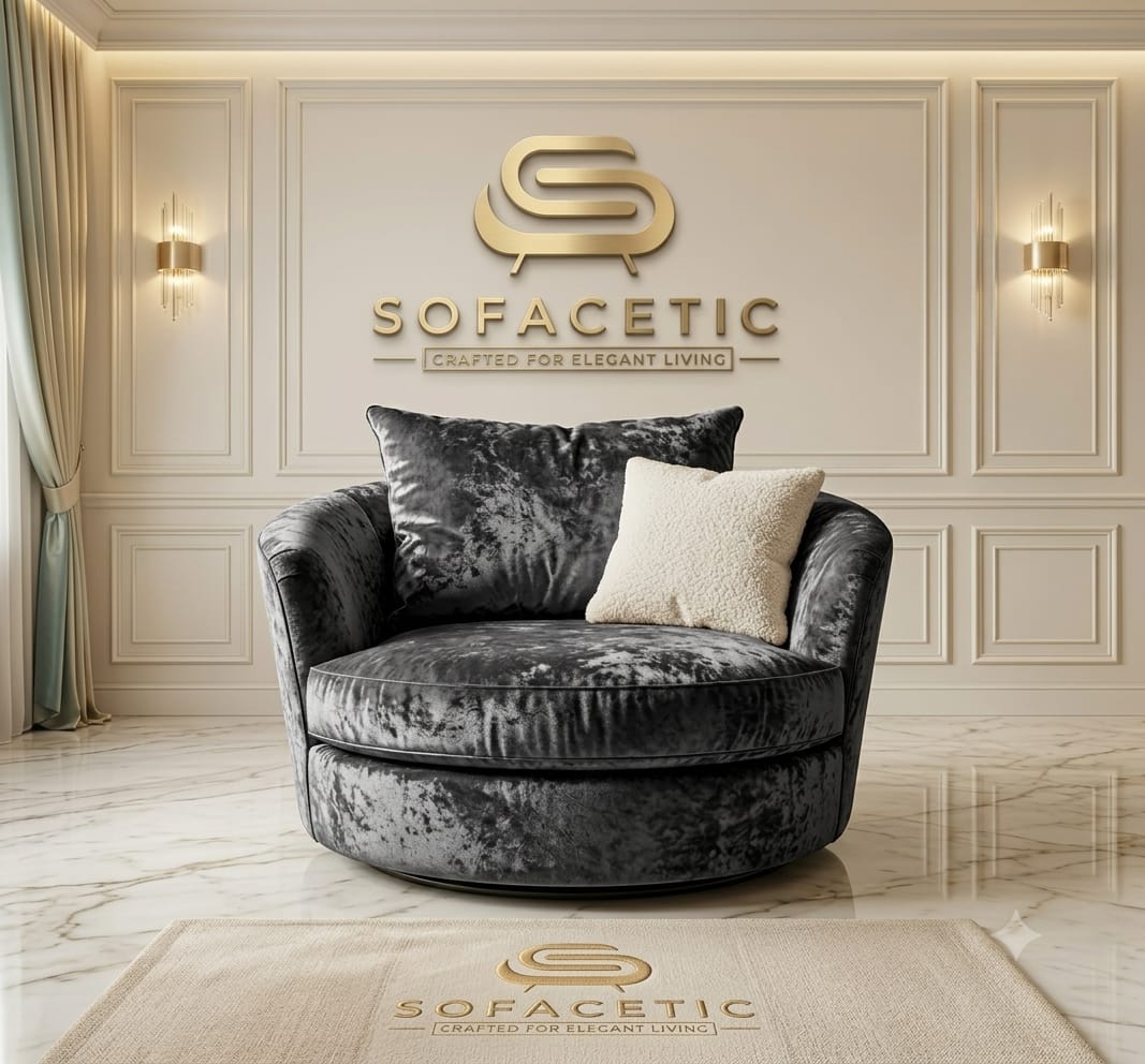 Rivo Crushed Velvet Fabric Sofa Set