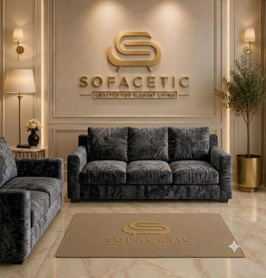 Rivo Crushed Velvet Fabric Sofa Set