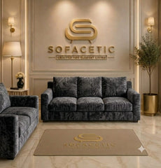 Rivo Crushed Velvet Fabric Sofa Set