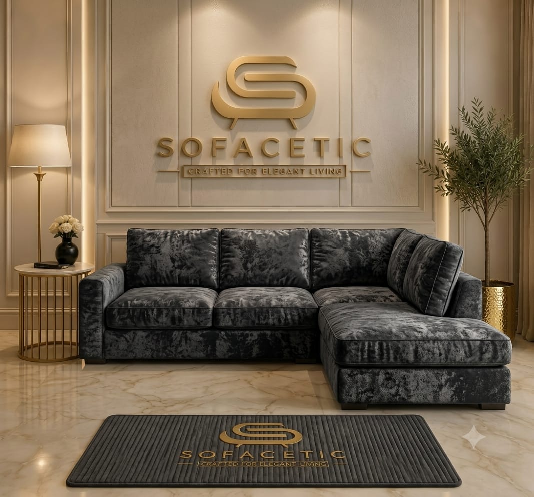 Rivo Crushed Velvet Fabric Sofa Set