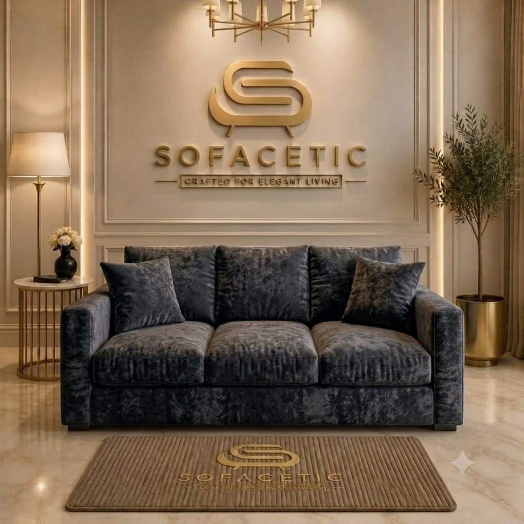 Rivo Crushed Velvet Fabric Sofa Set