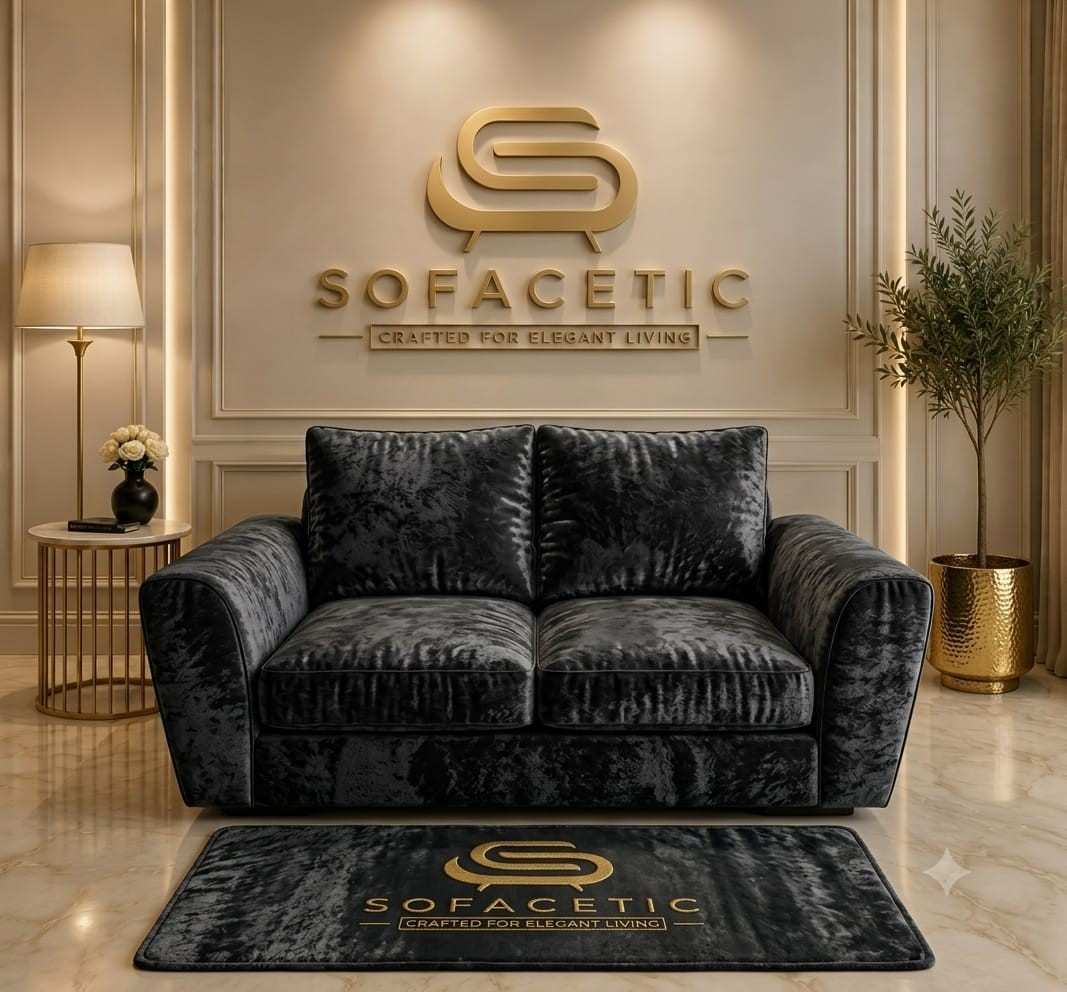 Rivo Crushed Velvet Fabric Sofa Set