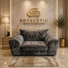 Rivo Crushed Velvet Fabric Sofa Set