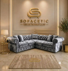 Rivo Crushed Velvet Fabric Sofa Set