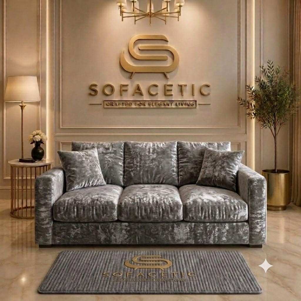 Rivo Crushed Velvet Fabric Sofa Set