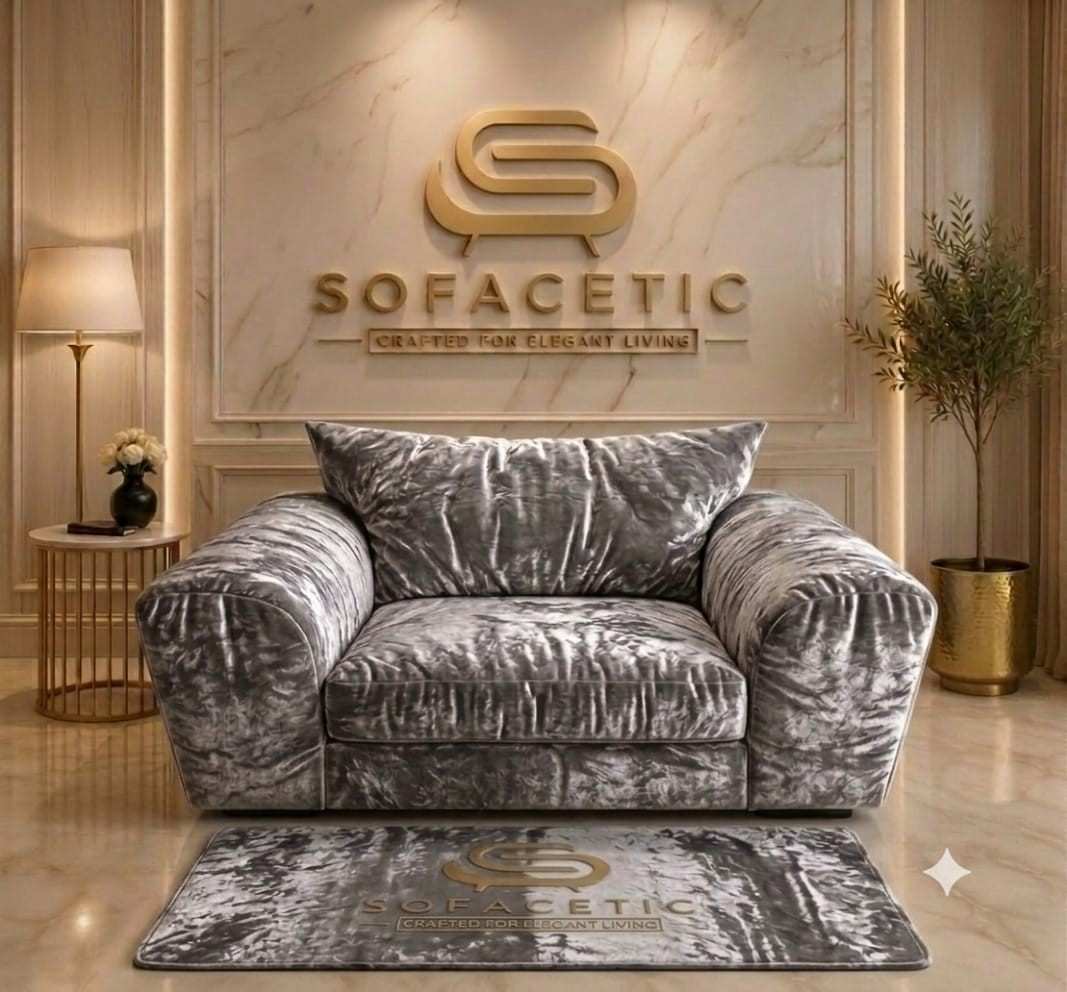 Rivo Crushed Velvet Fabric Sofa Set