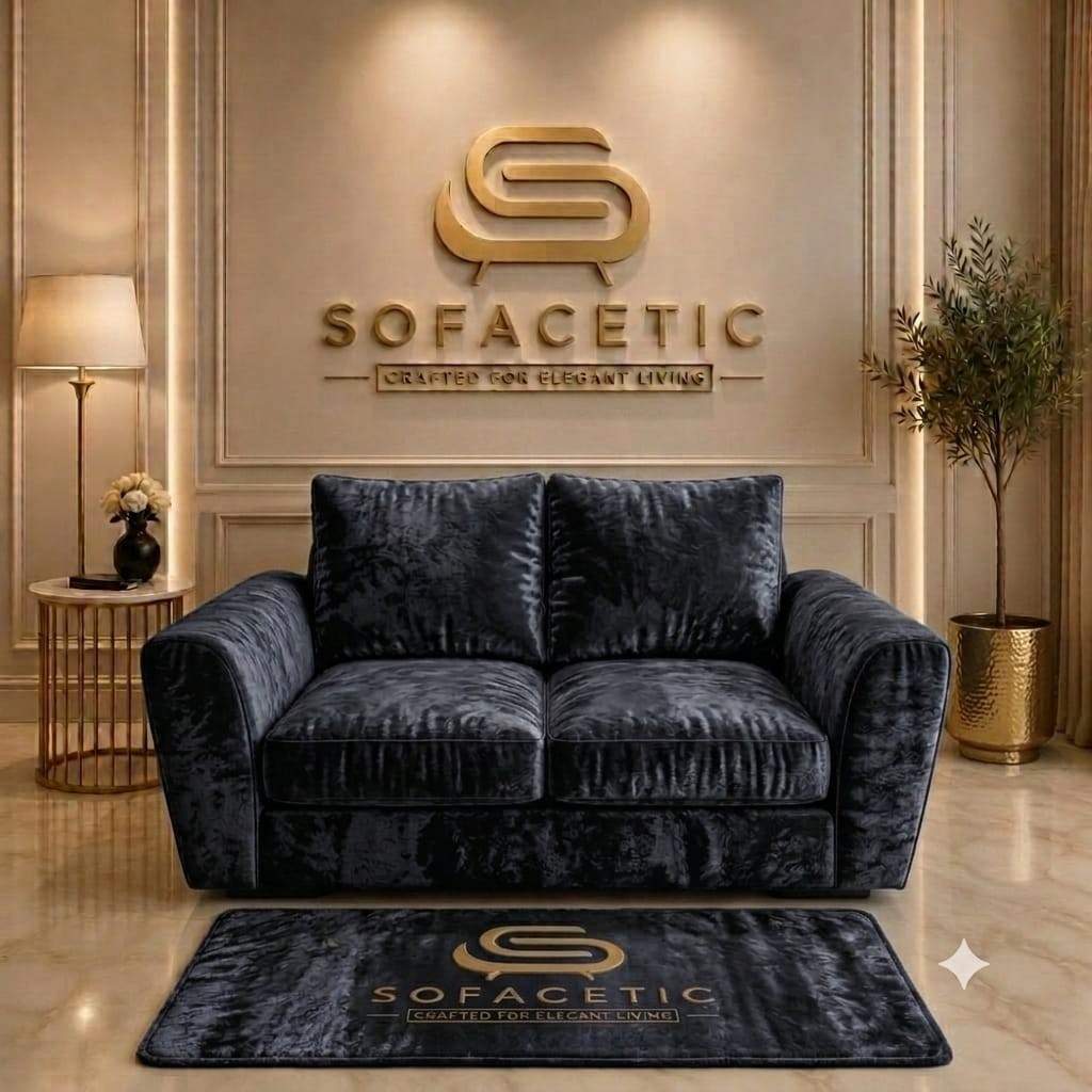 Rivo Crushed Velvet Fabric Sofa Set