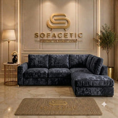 Rivo Crushed Velvet Fabric Sofa Set