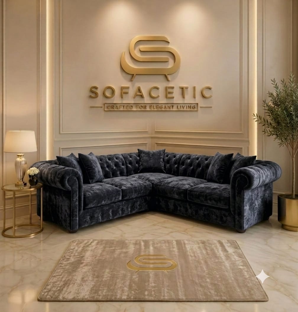 Rivo Crushed Velvet Fabric Sofa Set