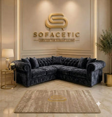 Rivo Crushed Velvet Fabric Sofa Set