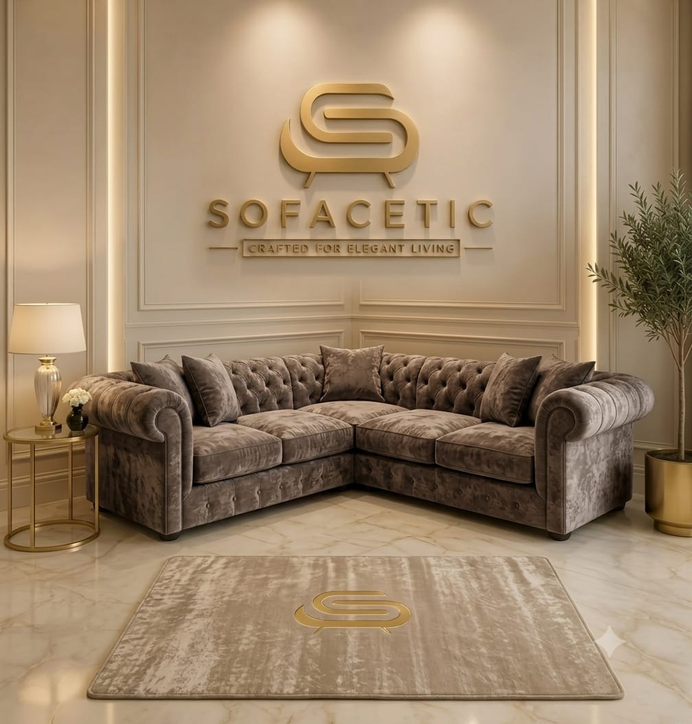 Rivo Crushed Velvet Fabric Sofa Set