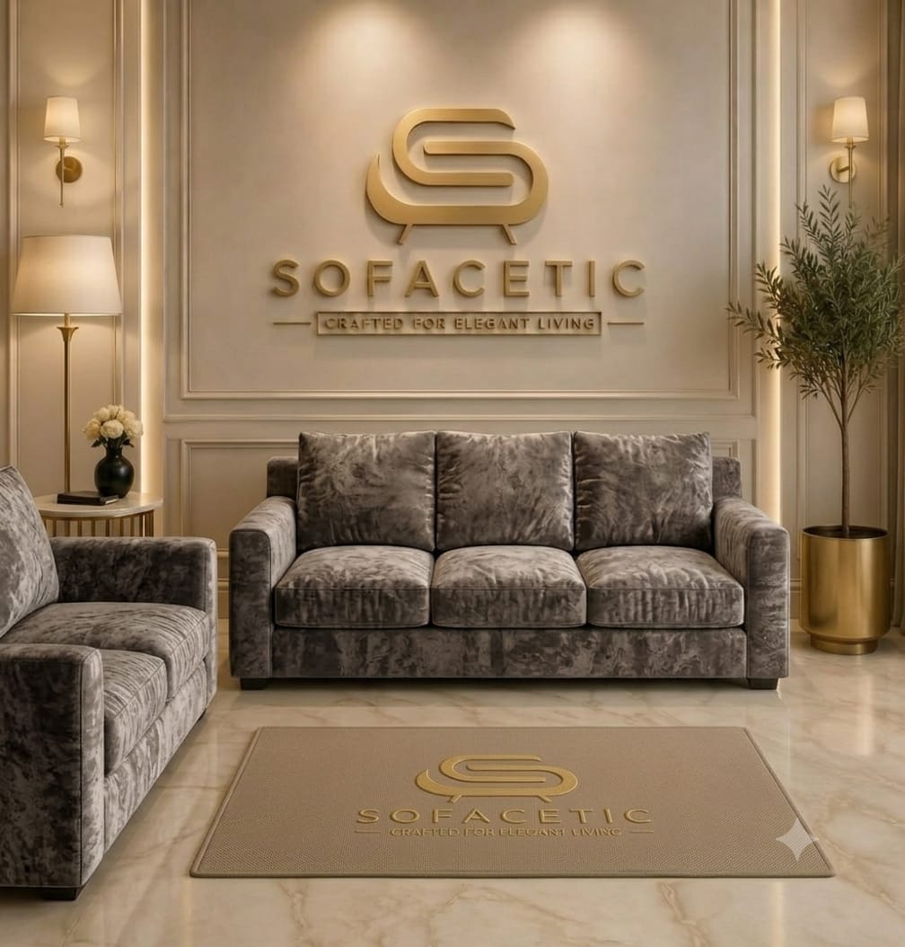 Rivo Crushed Velvet Fabric Sofa Set