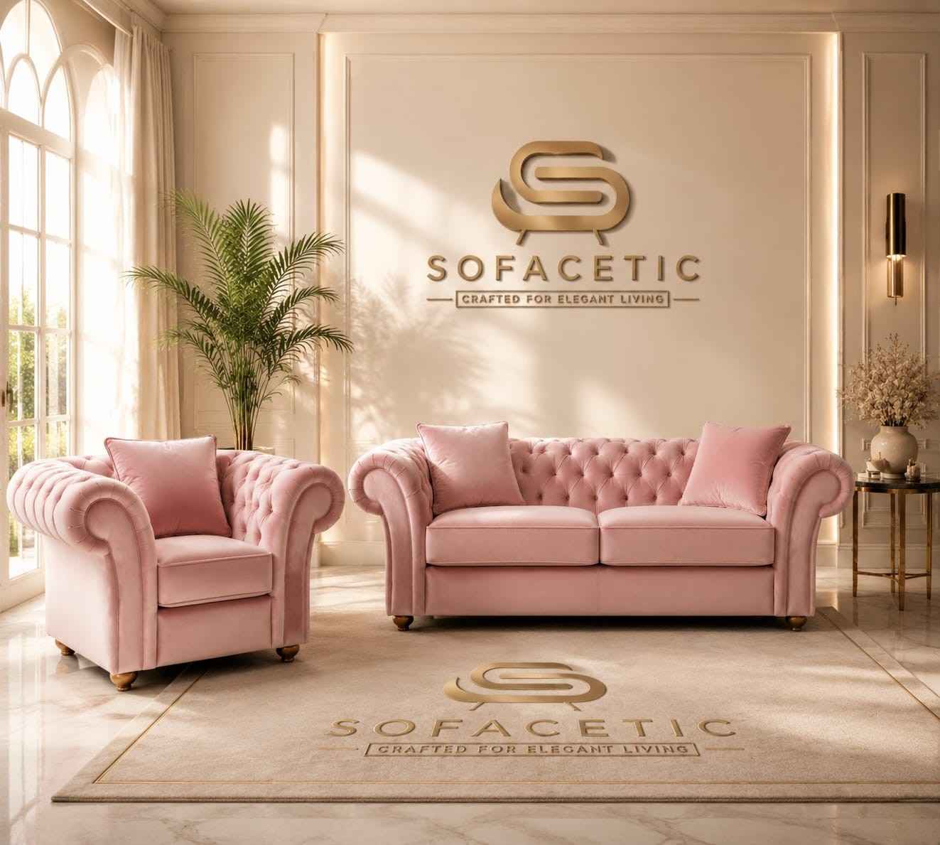 Nicole Plush velvet  Luxury Sofa Set