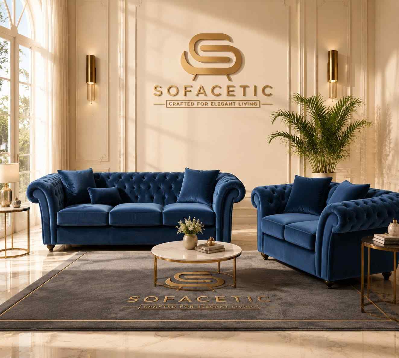 Nicole Plush velvet  Luxury Sofa Set