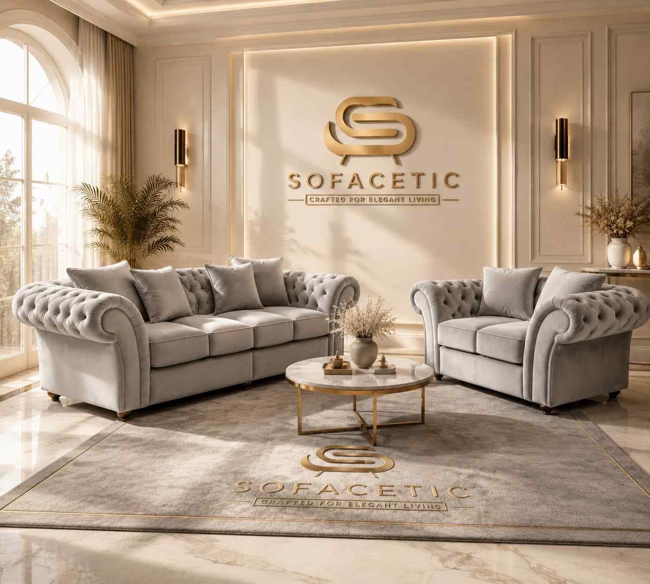 Nicole Plush velvet  Luxury Sofa Set
