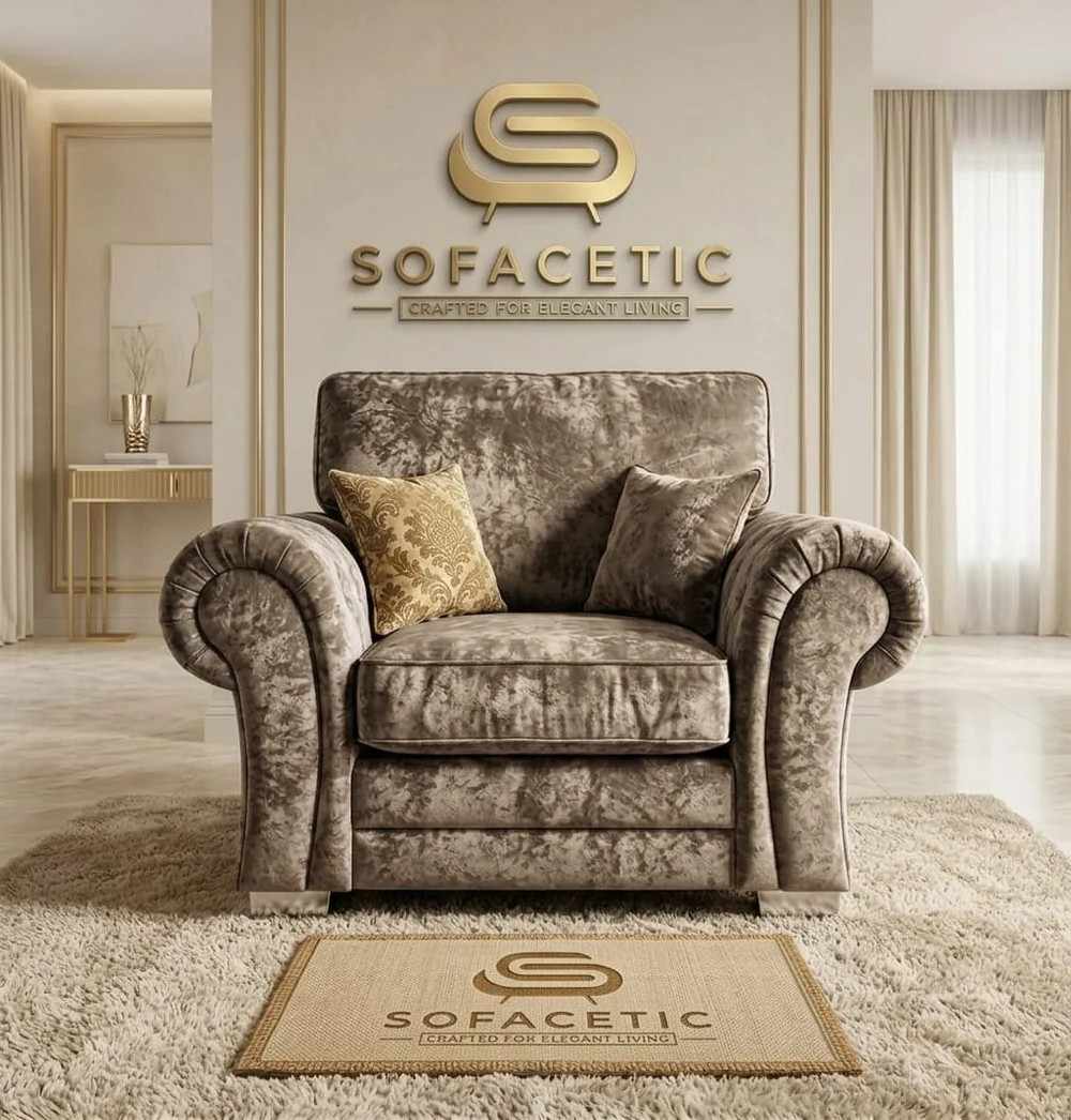 Brixa Crush Velvet Fabric Modern Sofa Set