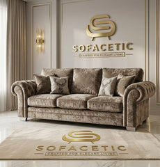 Brixa Crush Velvet Fabric Modern Sofa Set