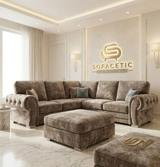Brixa Crush Velvet Fabric Modern Sofa Set