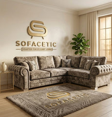 Brixa Crush Velvet Fabric Modern Sofa Set
