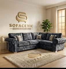 Brixa Crush Velvet Fabric Modern Sofa Set