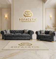 Brixa Crush Velvet Fabric Modern Sofa Set