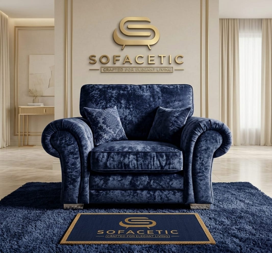 Brixa Crush Velvet Fabric Modern Sofa Set