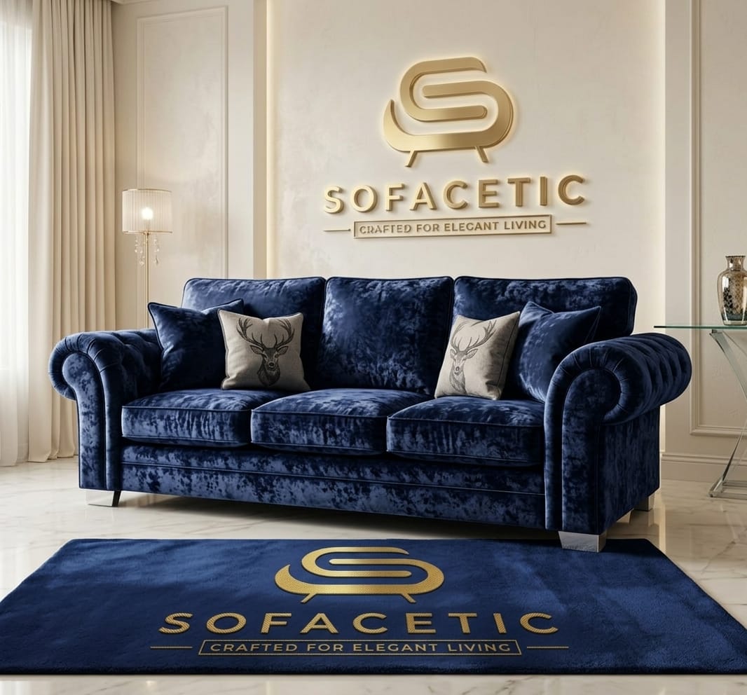 Brixa Crush Velvet Fabric Modern Sofa Set