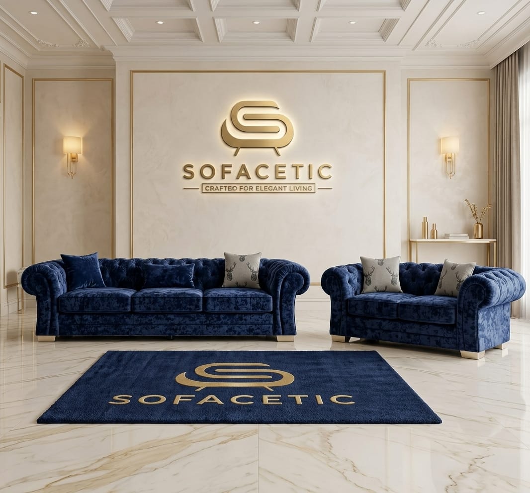 Brixa Crush Velvet Fabric Modern Sofa Set