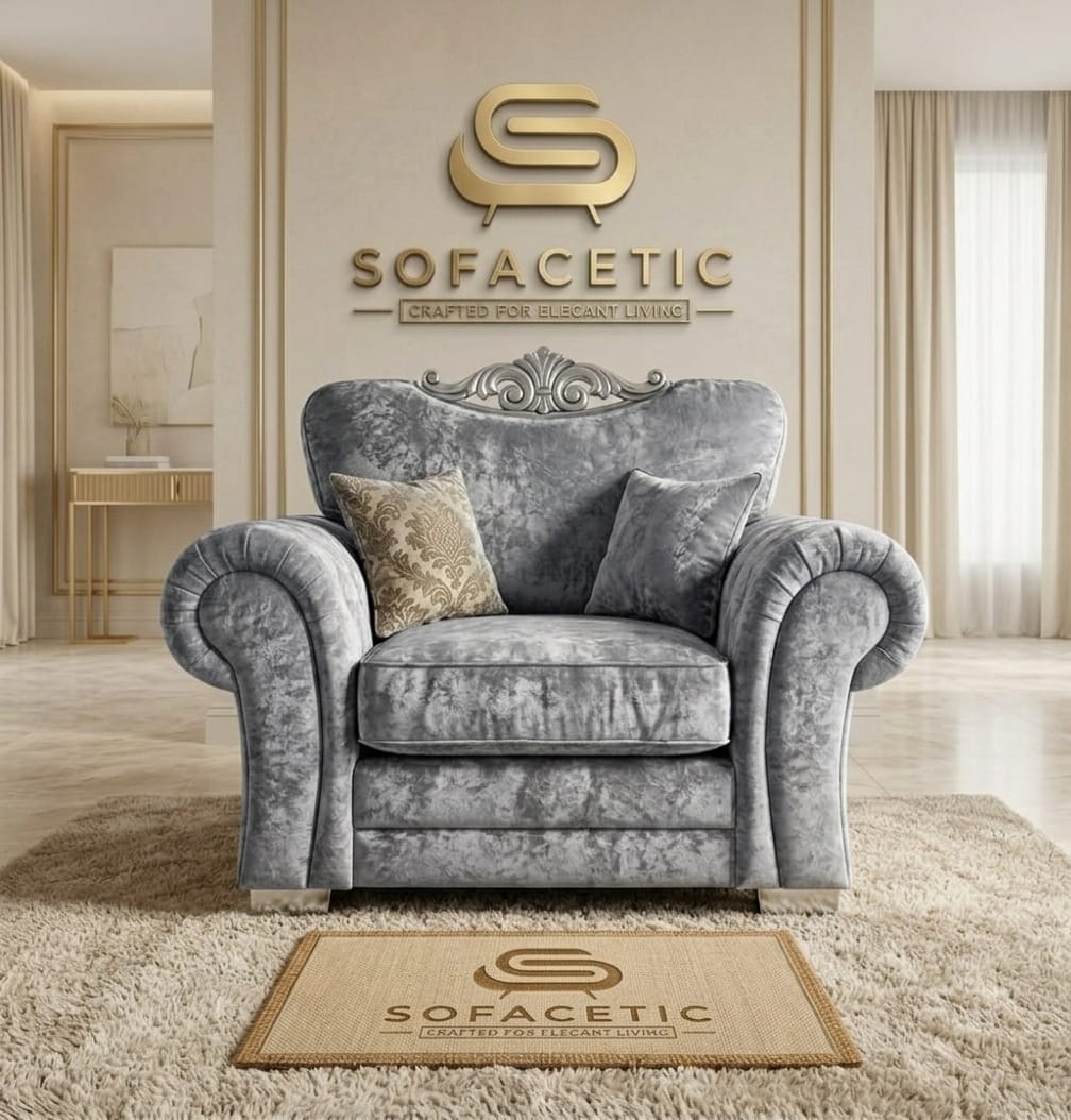 Brixa Crush Velvet Fabric Modern Sofa Set