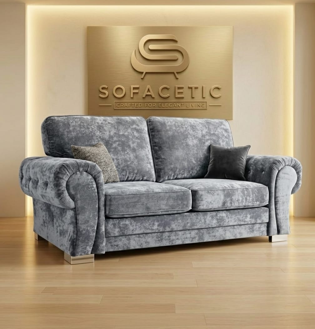 Brixa Crush Velvet Fabric Modern Sofa Set
