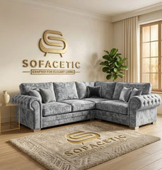 Brixa Crush Velvet Fabric Modern Sofa Set