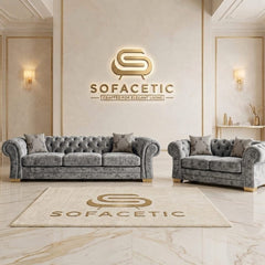 Brixa Crush Velvet Fabric Modern Sofa Set