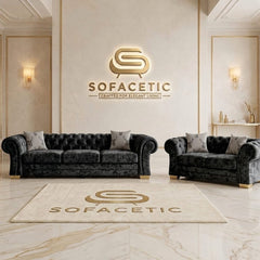 Brixa Crush Velvet Fabric Modern Sofa Set