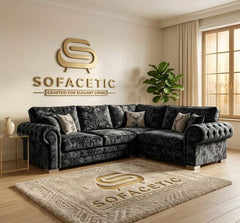 Brixa Crush Velvet Fabric Modern Sofa Set